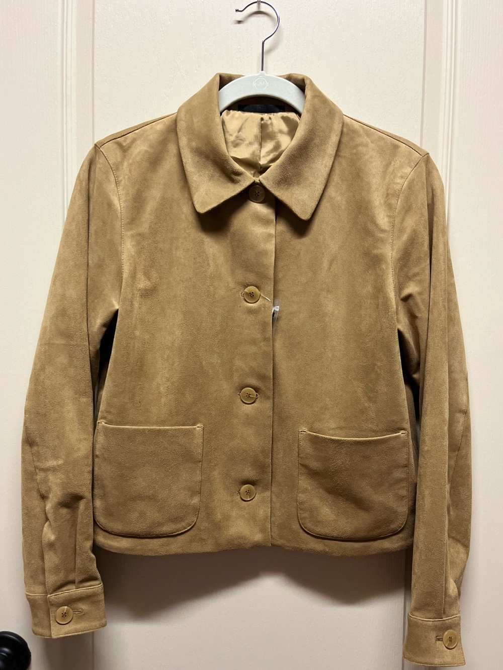 Uniqlo Women Beige Soft Brushed Fully Lined Long Sleeve Short Jacket size S NWT